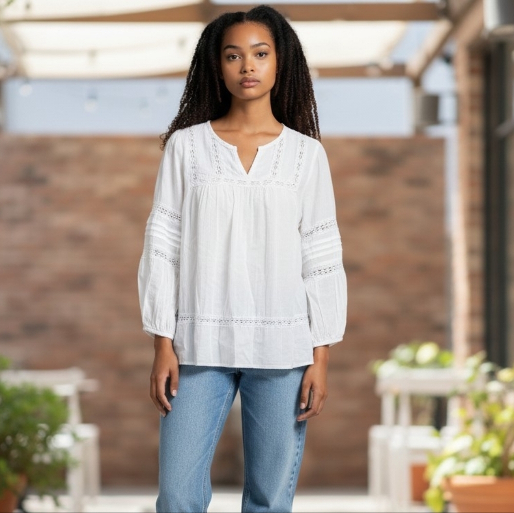 Knox Rose White Lace Detail Blouse Xxl Boho Farmhouse